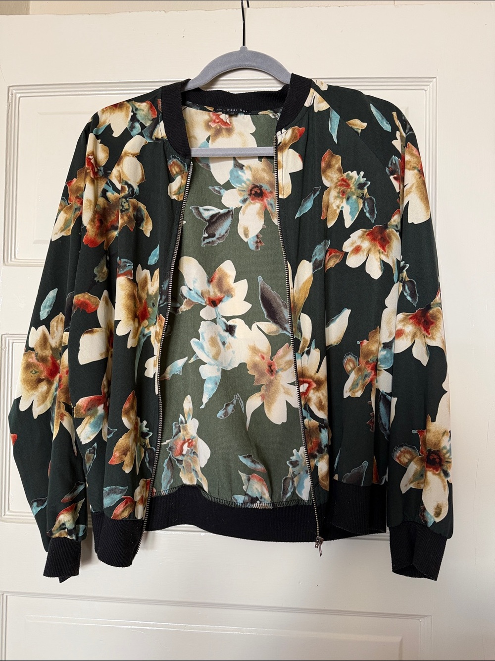 West Kei Black Floral Bomber Jacket